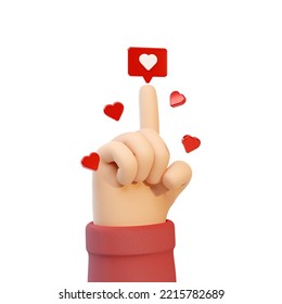 3d illustration cartoon hand gesture with love social media symbol - Powered by Shutterstock