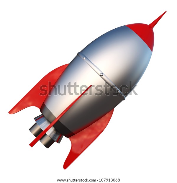 白い背景にマンガのロケットの3dイラスト のイラスト素材