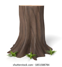 3D Illustration Of A Cartoon Tree Stump