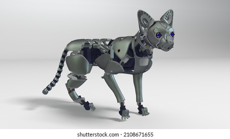 3D illustration of cat robot