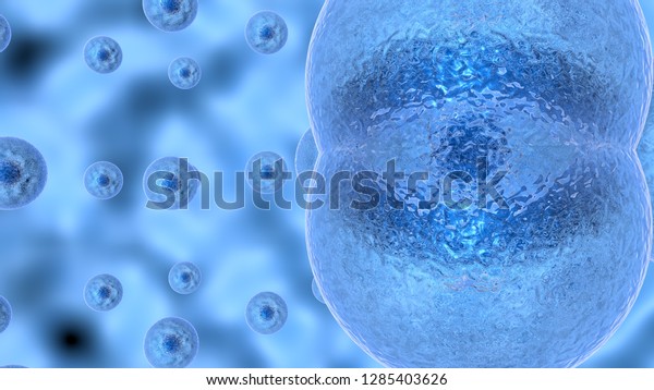 3D illustration of\
cell division\
process.