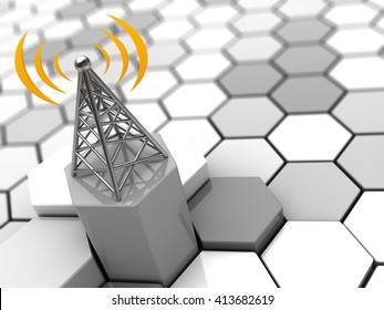 3d Illustration Of Cellular Network Concept