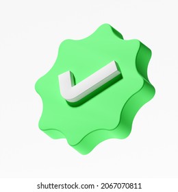 3d Illustration Checkmark Icon. Correct Symbol Icon Isolated