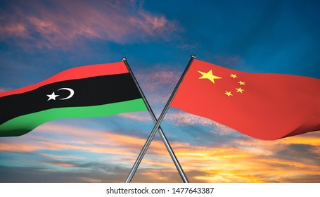 3d Illustration China Libya Flag Stock Illustration 1477643387 ...