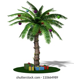 3d Illustration Of A Christmas Palm Tree.