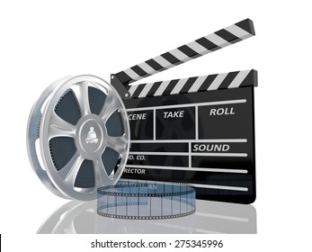 Clapboard Film Reel On White Background Stock Photo 2505987 | Shutterstock