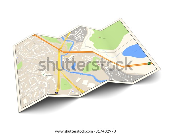 3d Illustration City Map Over White Stock Illustration 317482970 ...