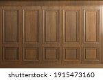 3d illustration. Classic wall of vintage oak wood panels. Joinery in the interior. Background.