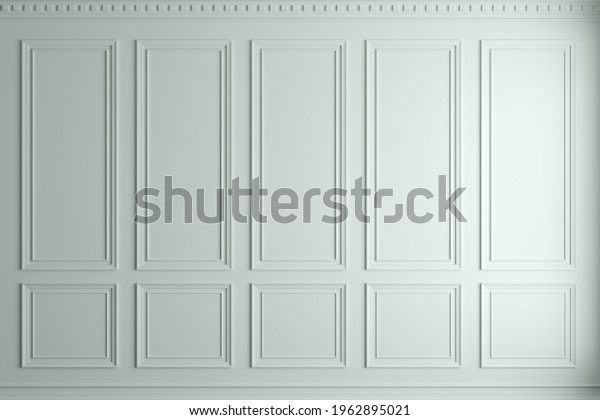 3d illustration. Classic wall of
white wood panels. Joinery in the interior.
Background.