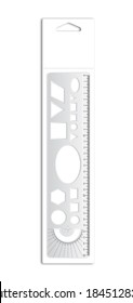 3d Illustration Of Clear Plastic Ruler With Mathematical Shapes