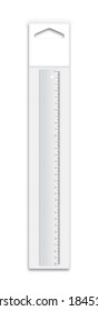 3D Illustration Of Clear Plastic Ruler Of 30 Cm In Folder With Hanging