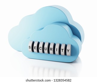 3d illustration. Cloud with password combination. Security concept. 