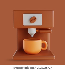 3D illustration coffee machine for coffee shop