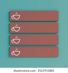 3D illustration Coffee menu, coffee cup on brown surface - Powered by Shutterstock