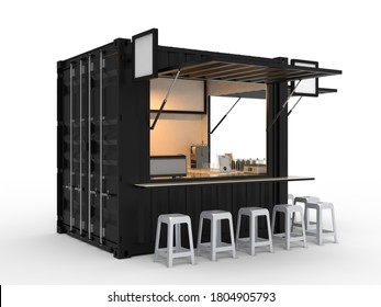 3d illustration of coffee shop container kiosk