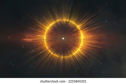 3D illustration of Collapse of the star. Supernova explosion. Big bang. 5K realistic science fiction art. Elements of image provided by Nasa