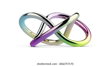 3d illustration of a color chrome infinity sign isolated on white