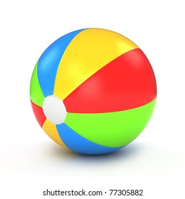 3D Illustration Of A Colorful Beach Ball