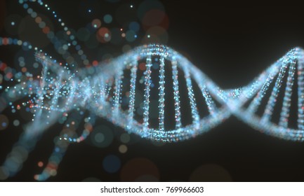 3D illustration. Colorful DNA molecule. Concept image of a structure of the genetic code.