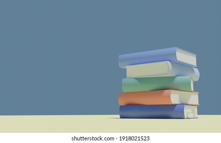 3D illustration of colorful pastel color book with natural color background