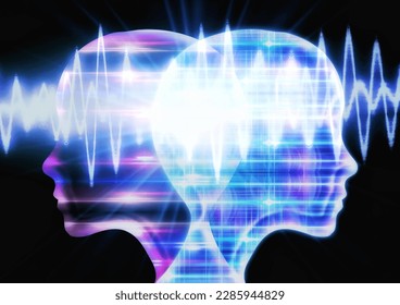 3d illustration compositing light effect on profile of abstract humanoid robot in science and technology concept