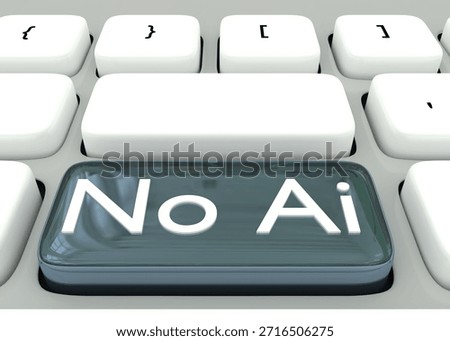 3D illustration of computer keyboard with the script No Ai.