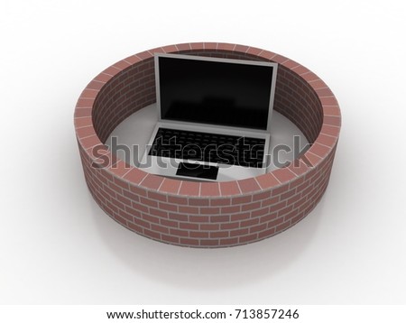 3d illustration Computer Security Firewall Concept