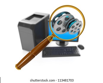 3d illustration of computer technology. A group of computers connected to the Internet