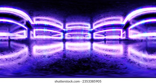 3D Illustration; Computer-generated imagery;  CGI modeling; HDRI; 360º view panoramic; lighting room interior studio Neon Colored Blue and Pink Light Reflectors