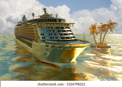 3D Illustration Of Concept Art Of Cruise Ship Model