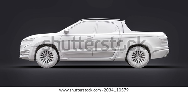 3D illustration of concept cargo
pickup truck on grey isolated background. 3d
rendering