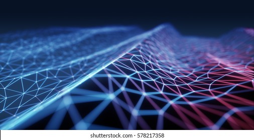 3D illustration, concept image. Embossed mesh representing internet connections in cloud computing.