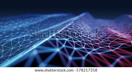 3D illustration, concept image. Embossed mesh representing internet connections in cloud computing.