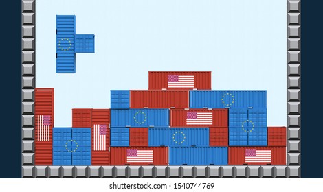 3d Illustration Concept Of Trade War USA Vs EU