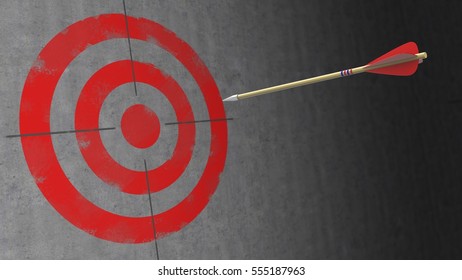 3d illustration of concrete wall target with arrow flight - Shutterstock ID 555187963