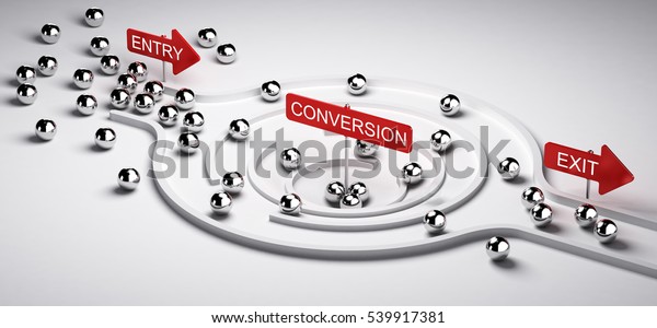 3d Illustration Conversion Funnel Entry Exit Stock Illustration 539917381