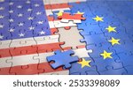 3D illustration, Cooperation between USA and the EU