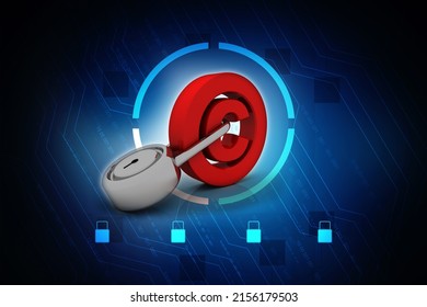 3d Illustration Copyright Symbol Concept With Lock