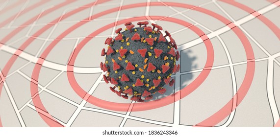 3D Illustration, Corona Virus Hotspot