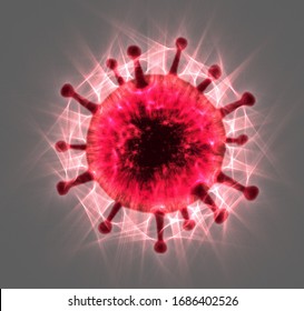 3D Illustration Of A Corona Virus With Kirlian Aura Photography