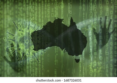 A 3d Illustration Of The Coronavirus Epidemic In Australia. Fear Of The Covid-19 Pandemic