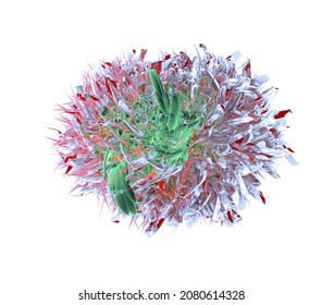 3D illustration of the Covid-19 slime virus on a white background