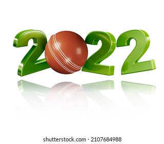 3D illustration of Cricket ball 2022 Design with a White Background