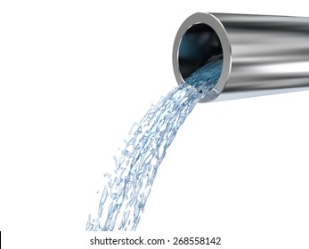 3d illustration of cross section of steel pipe with water isolated on white