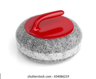 3D illustration of curling stone on white background