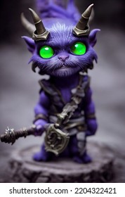 3D Illustration Of A Cute Demon Cat 