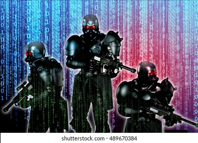 3D Illustration Of Cyber Warfare, The Global War Of The Future.