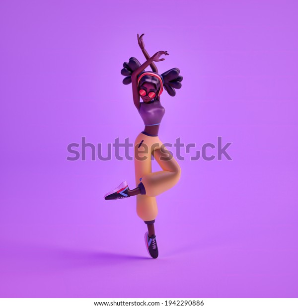 3d Illustration Dark Skinned Girl Dancing Ilustrações Stock 1942290886 Shutterstock 2656