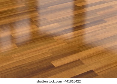 3d Illustration Of Dark Wood Parquet Floor, Background