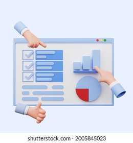 3d Illustration Of Data Analysis Report